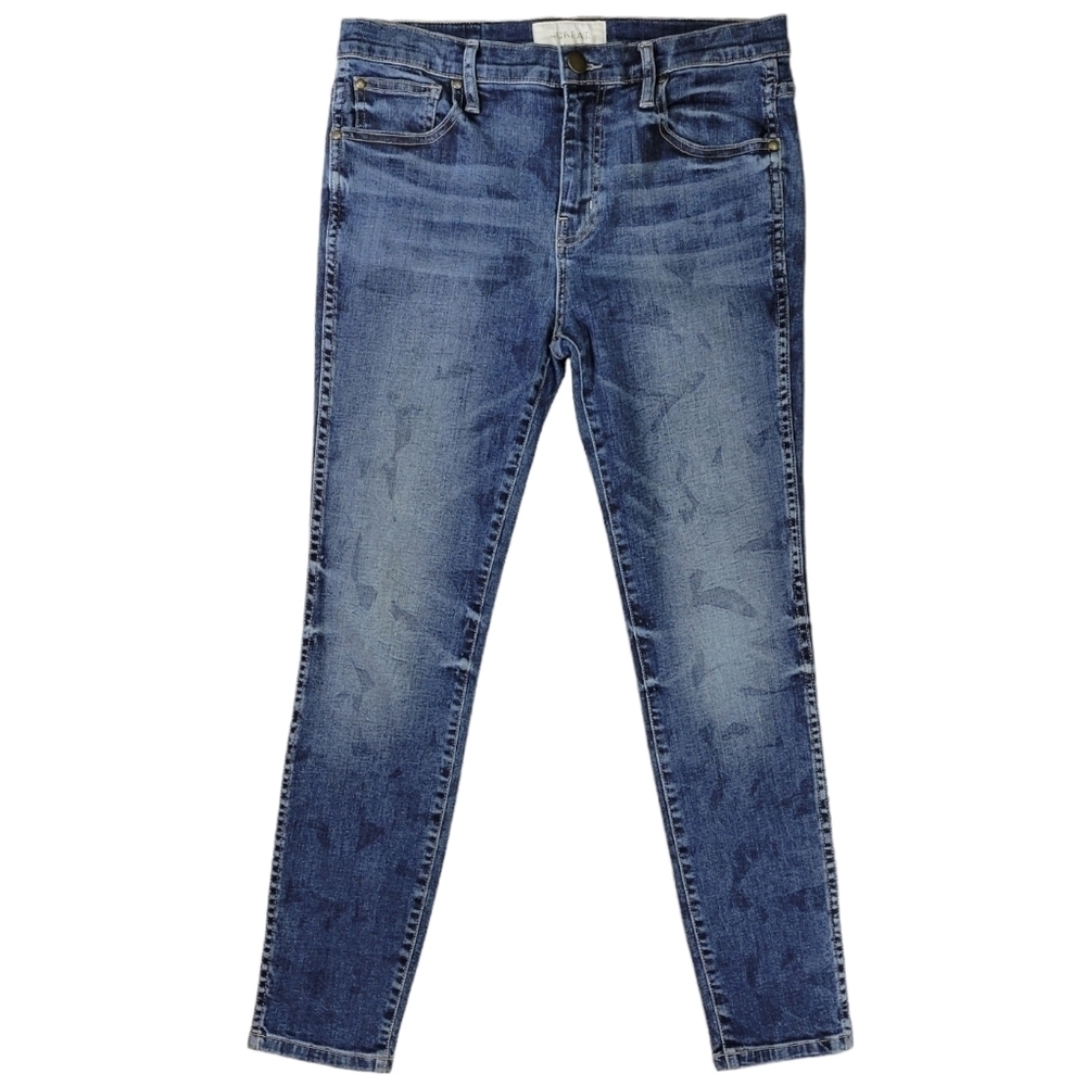 The Great The Almost Skinny Jeans Dark Denim With Shaded Patterns Size 27